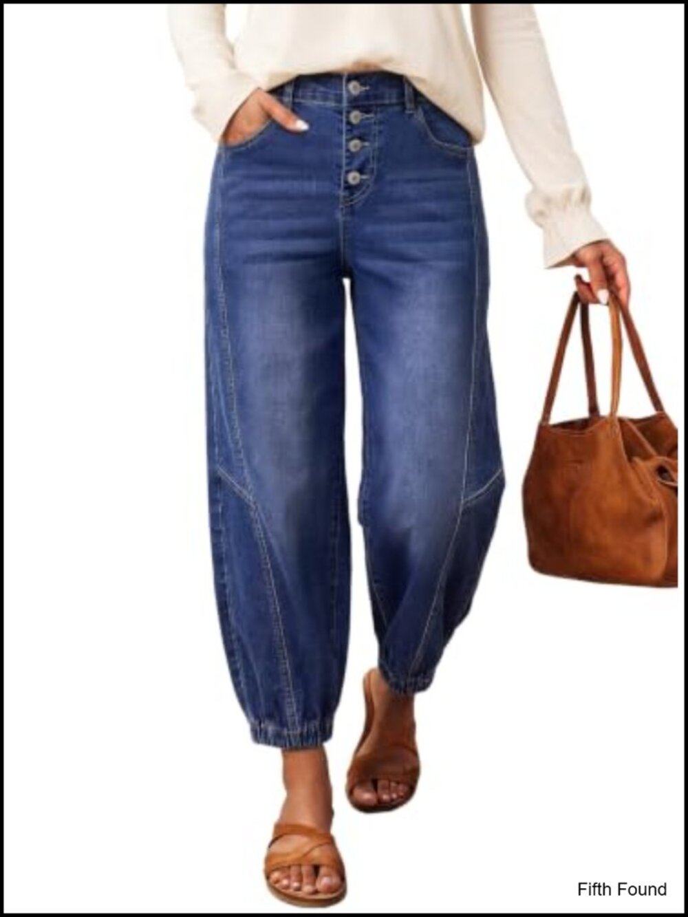 Women's Baggy Harem Wide Leg Barrel Jeans Button Front High Rise Denim Pants